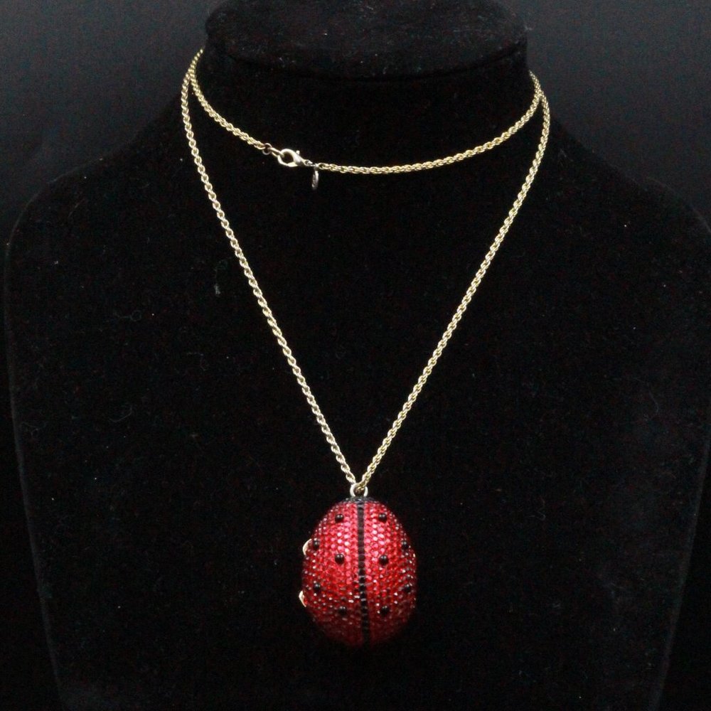 American Fashion Jewelry Afj Pave Rhinestones Crystal Beetle Locket Necklace